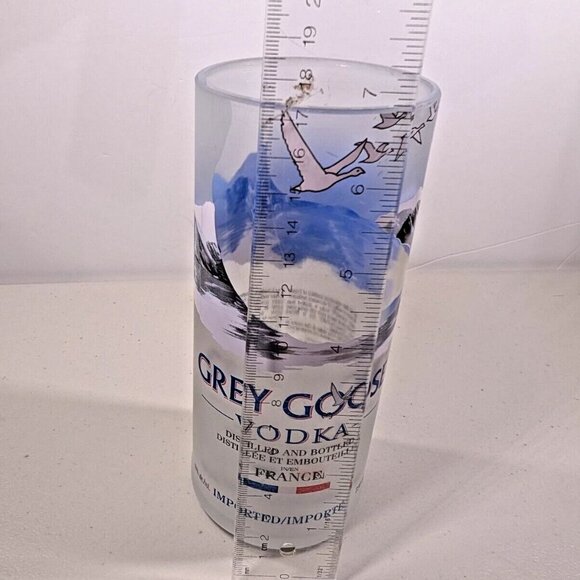 Grey Goose Vodka Tumbler Glass Upcycled from bottle 7" inch FROSTED GLASS - Picture 3 of 7